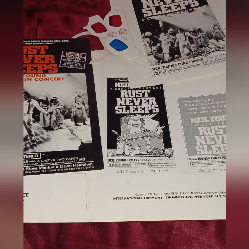 Rare Rust Never Sleeps Movie Packet. Poster Set - Black & White Prints